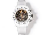 TW Factory Rolex Daytona 40*12.4mm Dandong 4802 Movement White Case White Rubber Band Watch